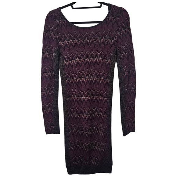 Free People Knit Long Sleeve Open Back Sweater Dress Size‎ Medium Maroon Bodycon - Picture 1 of 9